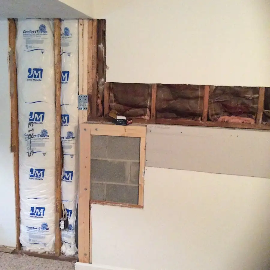 Wall insulation replacement during Basement Flood Cleanup in La Quinta